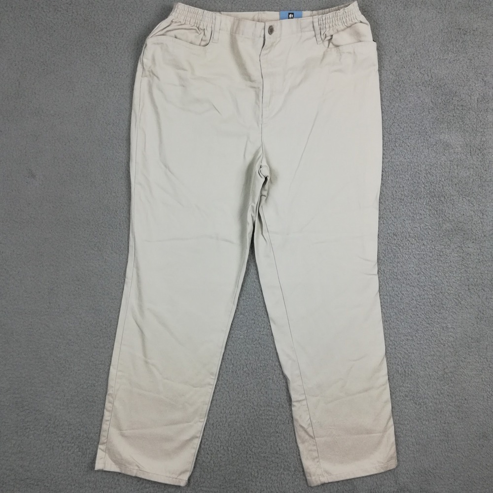 Blassport Womens Pants Chino Beige Khaki Twill High Rise Flex Waist 16 New